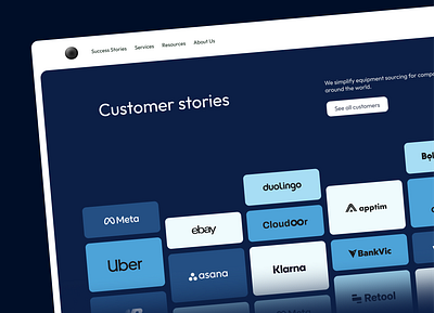 Customer Stories Testimonials Page Website blue case studies clean design clients comments customer feedback landing page logos ratings review reviews social proof success stories testimonial testimonials web design webdesign website work