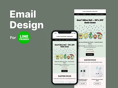 Seasonal Sale Email Design for Line Friends - ( Easter + Rainy) email design for sale email marketing for seasonal email template seasonal email design