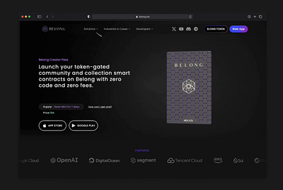Membership pass hero section for belong.net 3d animation belong crypto hero membership pass web3