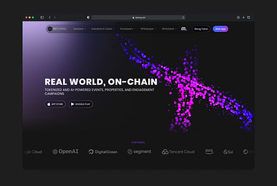Mainpage hero section for belong.net belong crypto spline3d webdesign