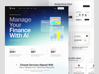 💸 Manage Your Finances with AI — Web Dashboard UI agency ai apps dailyui design exploration finance landing page layout manage ui uidesign ux website