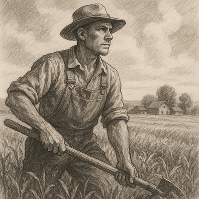 Farmer on the field in the shadows black farmer illustration white whiteblack