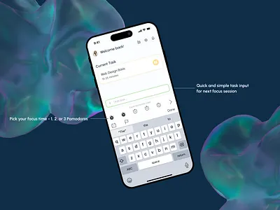 Stay focused with a simple Pomodoro timer cleanui iphoneui mobile ui pomodoro pomodoro timer taskmanager timetracker ui utilities widgets
