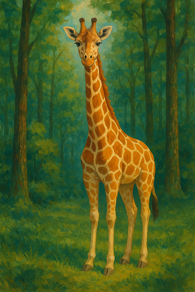 A giraffe in a green forest forest giraffe greenforest