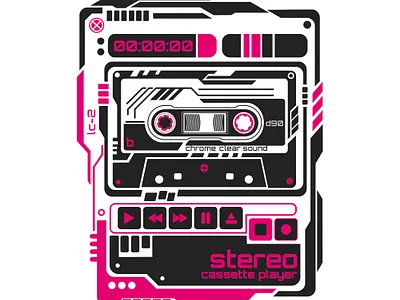 Retro Futurism Cassette Player 80s 90s aesthetics cassette player cassette tape cyberpunk style futurism retro retro future sci fi science fiction