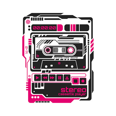 Retro Futurism Cassette Player 80s 90s aesthetics cassette player cassette tape cyberpunk style futurism retro retro future sci fi science fiction