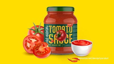 Tomato Sauce Bottle Label Design bottle graphic design label package design packaging product tomato sauce