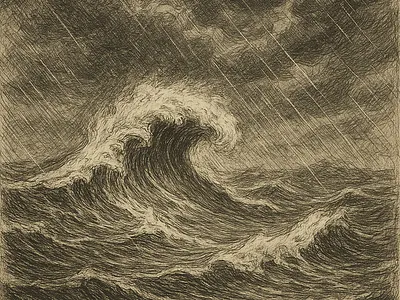 Storm wave on the sea illustration onthesea sea stormwave wave