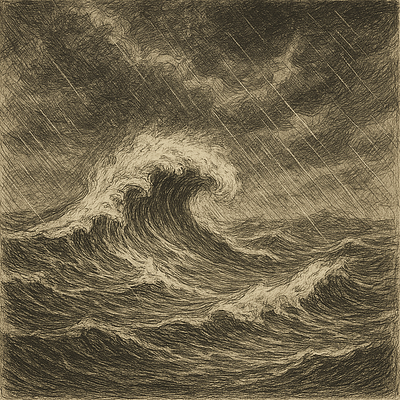 Storm wave on the sea illustration onthesea sea stormwave wave