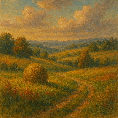 Country landscape at sunset illustration landscapeonsunset llanscape sun sunset