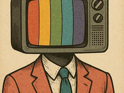 Television head in a retro costume 3d logo retro retrocostume tvhead tvman