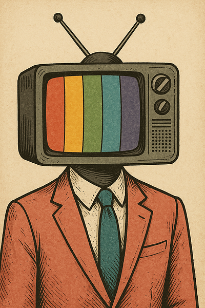 Television head in a retro costume 3d logo retro retrocostume tvhead tvman