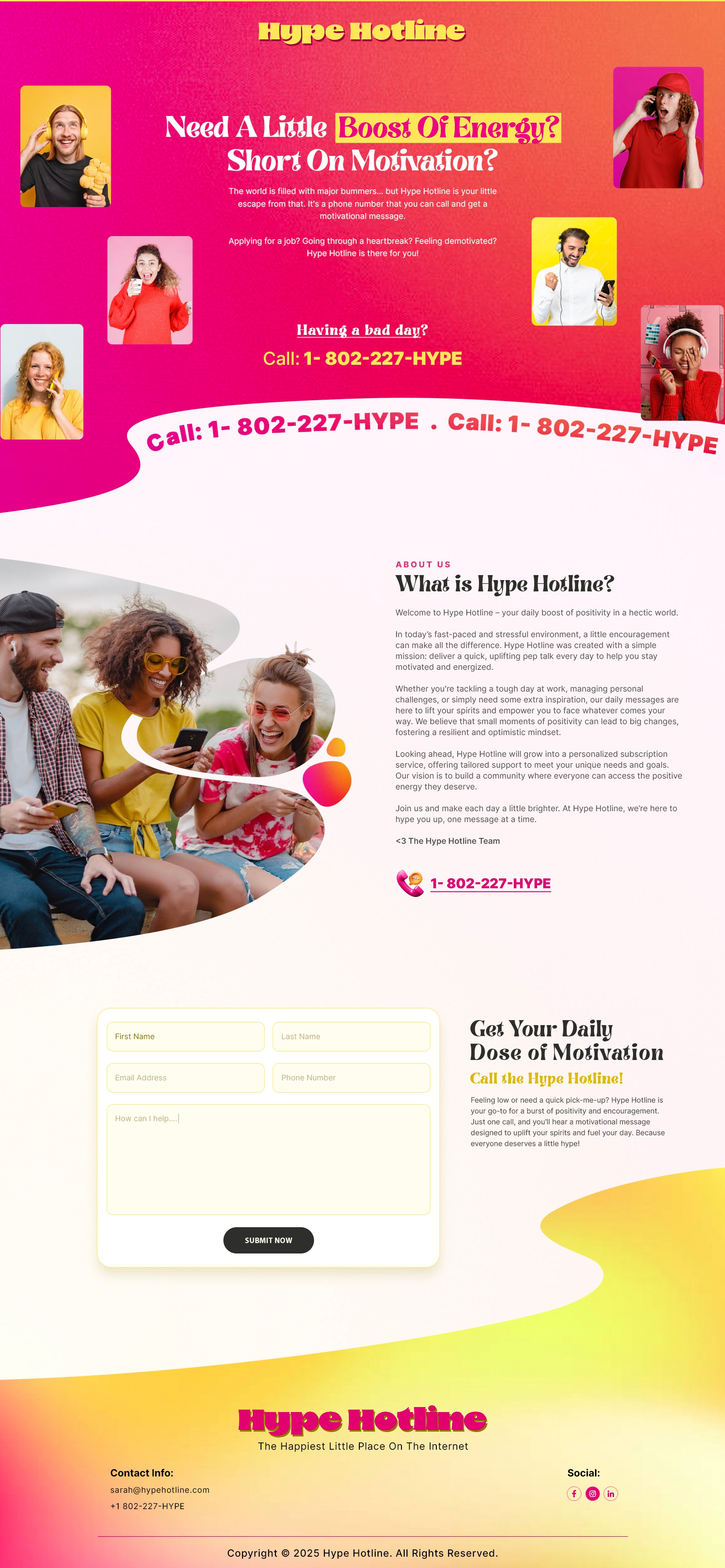 Hype Hotline - Creative Website Design 3d adobe photoshop animation branding creasions design graphic design hotline website hype hotline illustration landing page logo motion graphics muhammad projects ui ui ux vector web design