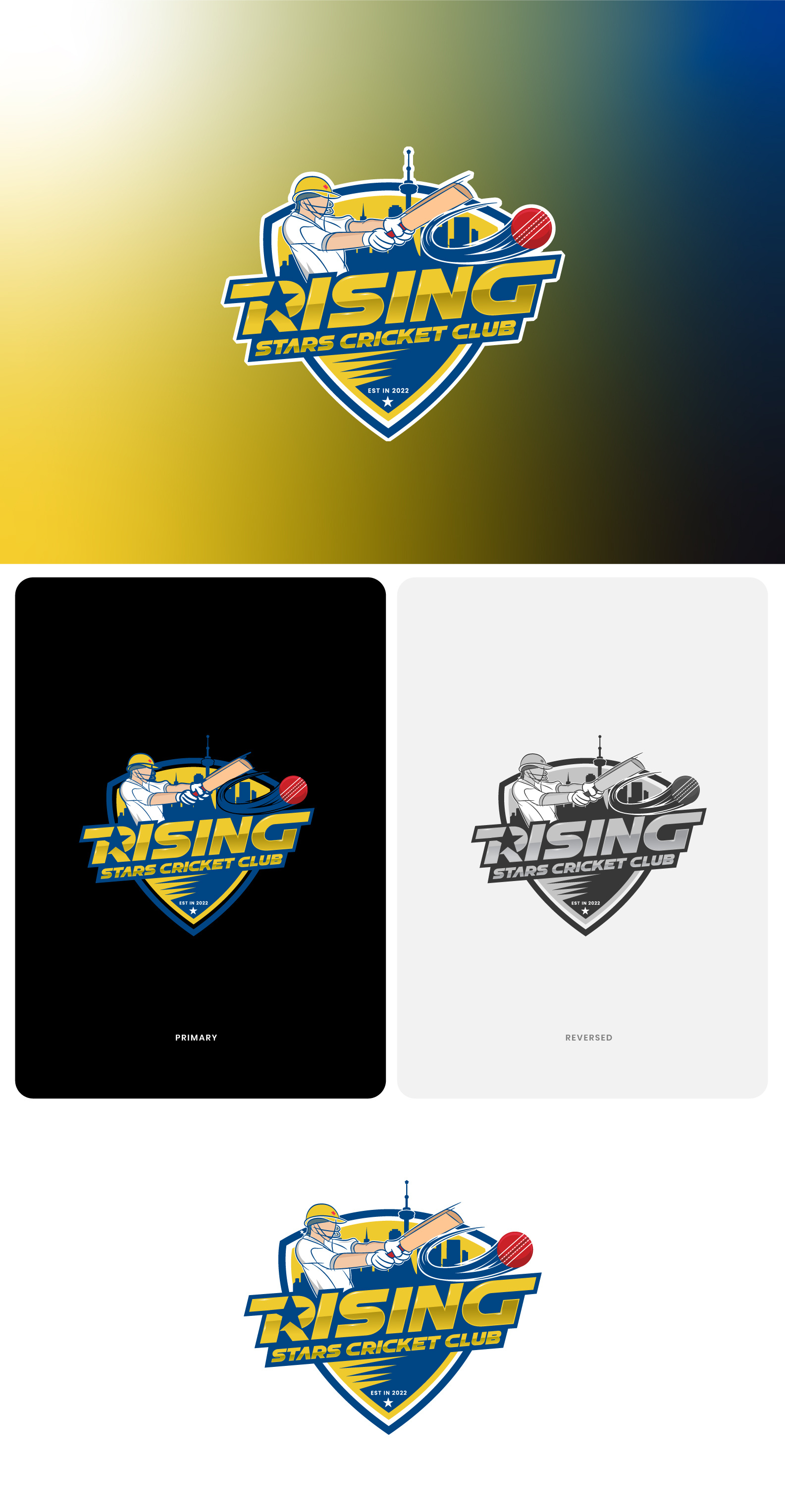 Rising-Stars-Cricket-Club_Logo adobe photoshop branding graphic design landing page logo vector web design