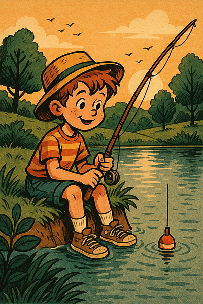Boy fishing at the lake boy chill fish fishing