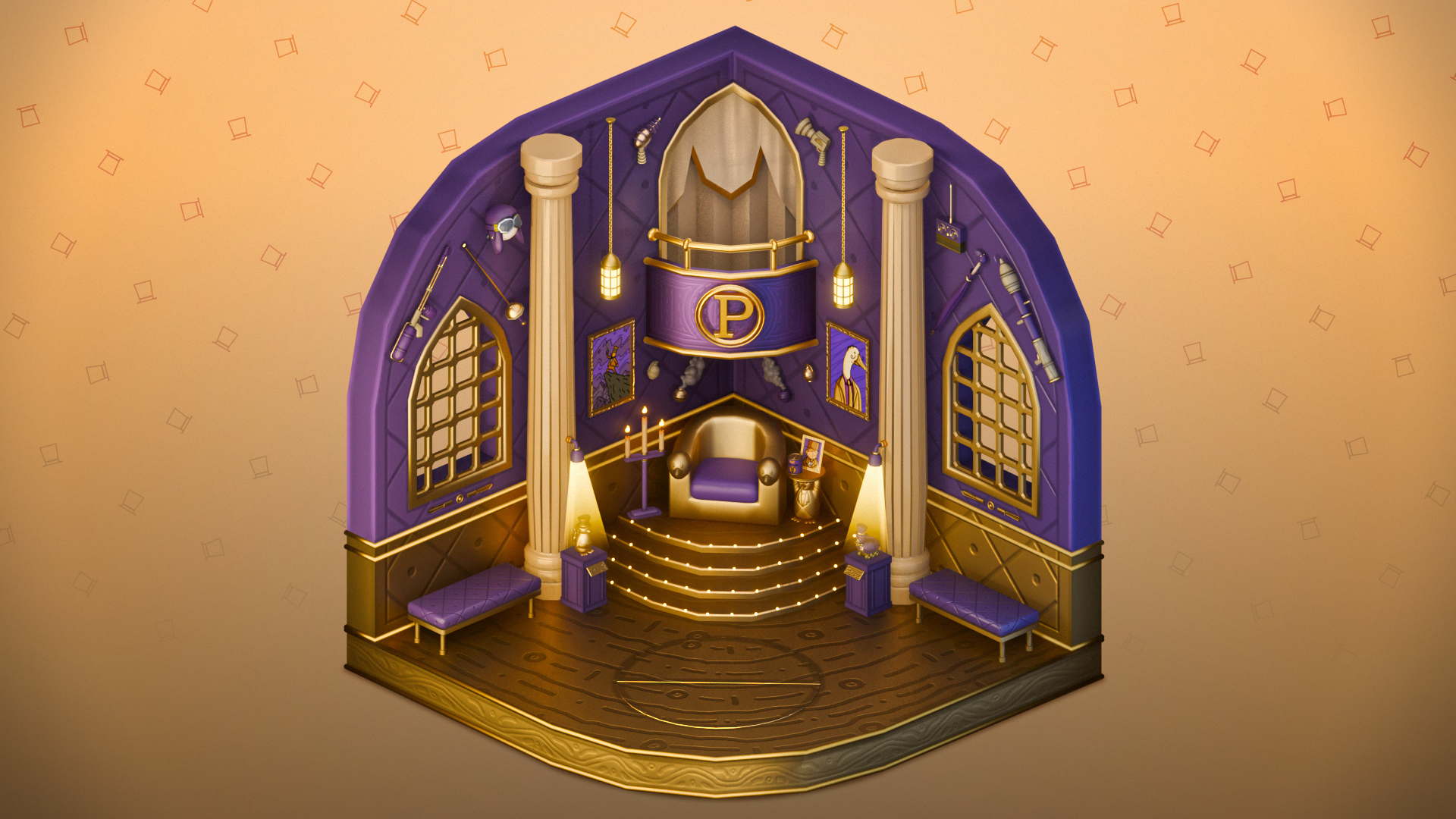 Batman Fan Art: The Penguin's Museum 3d batman: the animated series blender btas dc comics eevee fan art isometric oswald cobblepot room stylized the penguin villain