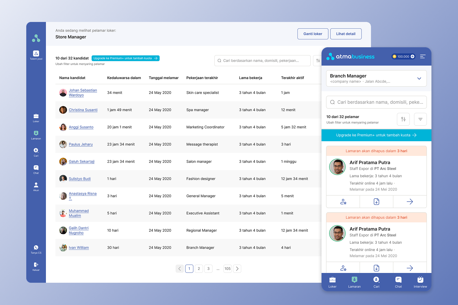 Talent Screening Management Dashboard app cv dashboard hr interview job recruitment resume saas screening website