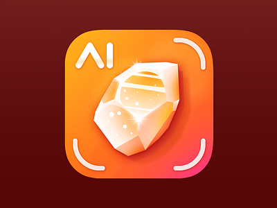 AI Rock+ Identifier App Icon branding design flat icon icon design illustration ios ios icon ios icon design iphone iphone icon iphone icon design orange rock identifier stone ui vibrant