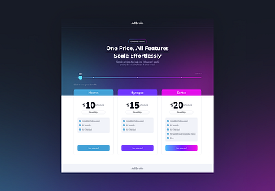 Pricing page with Slide bar - UI Design ai darkmode figma motion graphics princing page slide bar ui ux website