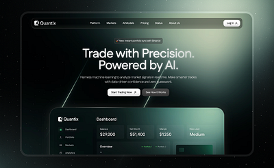 Hero Design Trading Software Concept branding dark mode figma framer graphic design landing page minimal modern trading ui uidesign ux webdesign website