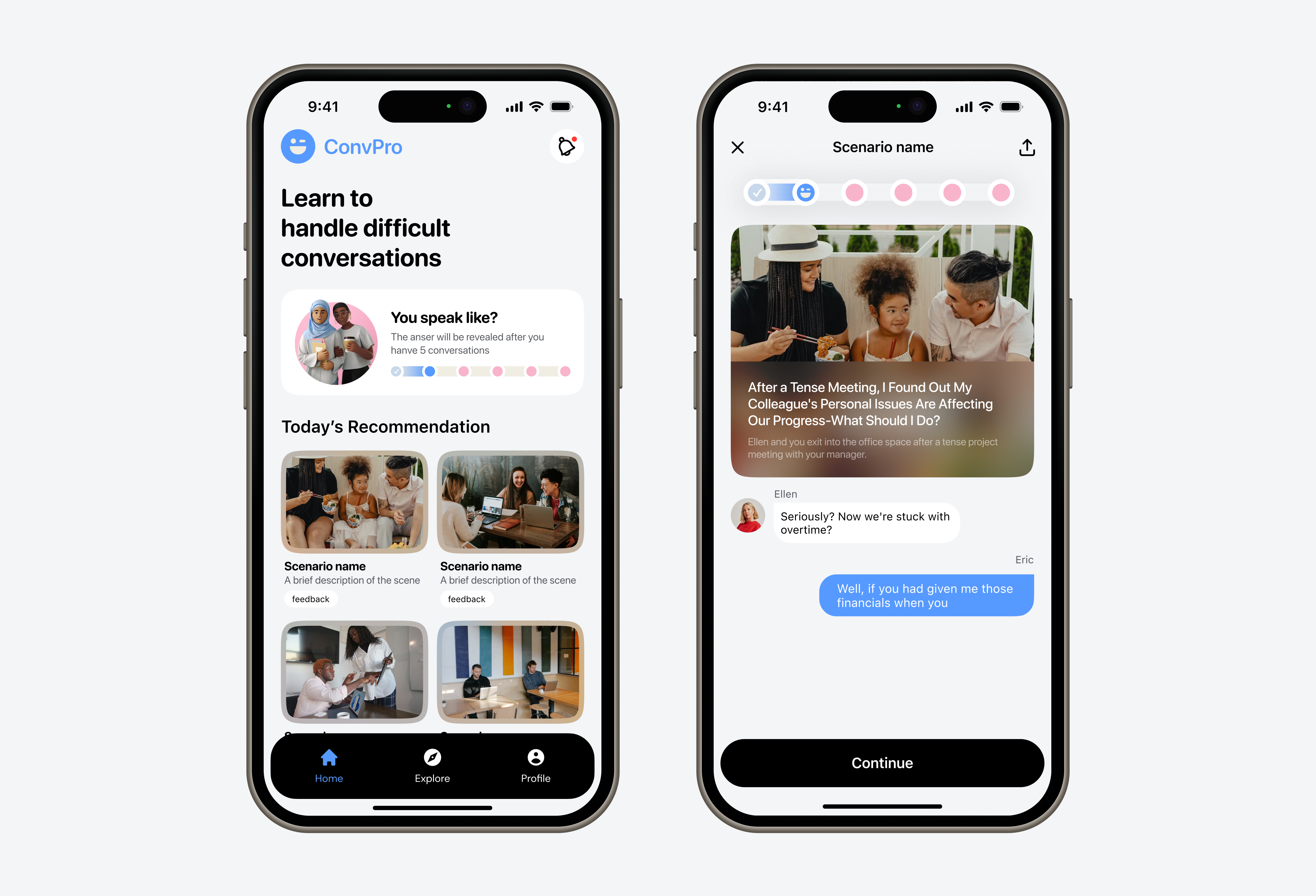 An app that helps you complete high - quality conversations. ai app branding card design dialogue dragonlee icon logo ue ui ux