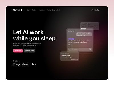 AI Agent Landing page agent ai clean design interface landing minimal ui uiux web design