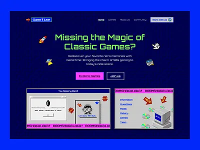 90's landing page design 💾 90sdesign dribbbleweeklywarmup herosection neonvibes pixelstyle retrovibes ui ui design ux ux design uxui web design webdesign webui