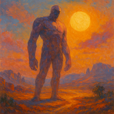 A giant in the middle of the desert at sunset gigant middle middlegigant soul