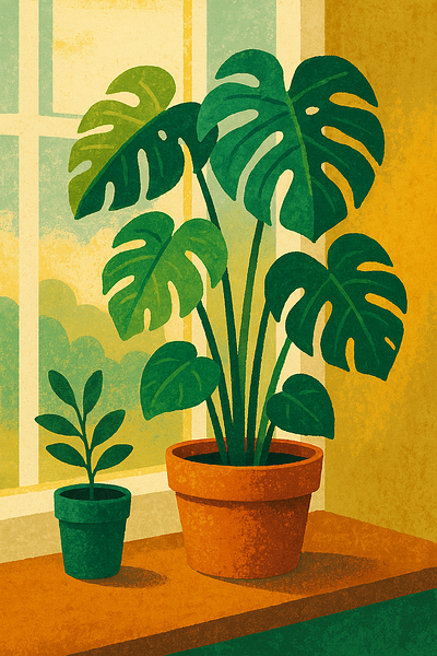 Windowlight Monstera boldcolors indoorplants minimalstyle modernillustration