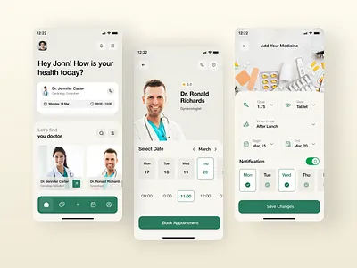 Healthcare App app design healthcare healthcare app healthtracker ios app medicalapp medicinereminder mobile app wellnessapp wellnesstech