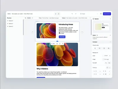 Bookmark section in email editor campaign email email editor figma framer mailchimp marketing mjml web app