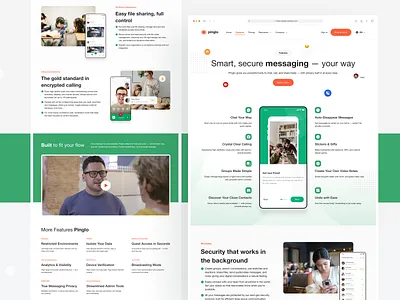 Feature Page UI for Messaging App channel chat communication connect contact conversation dialogue group inbox interface message messenger mobile network platform reply social talk team texting