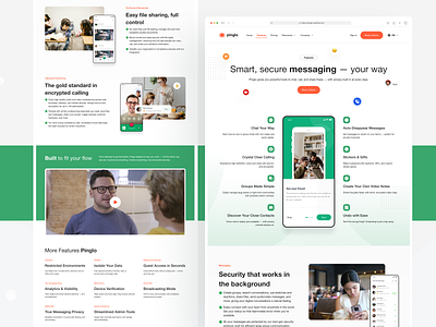 Feature Page UI for Messaging App channel chat communication connect contact conversation dialogue group inbox interface message messenger mobile network platform reply social talk team texting