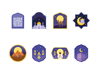 Islamic Heritage Night Icons festivity graphic design icons islamic moon night tradition