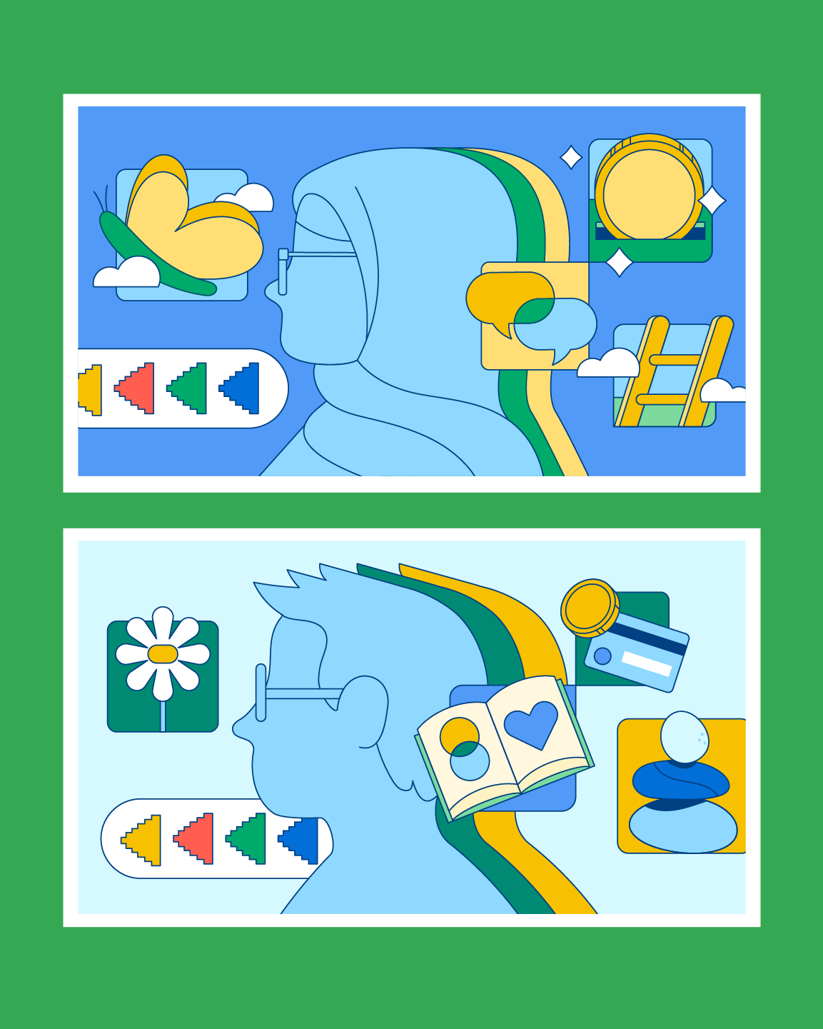 Google Play New Year New You brandillustration goals google googleillustration icons illustration inspirational monoweight tech