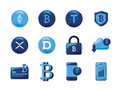 Cryptocurrency Icons 3d bitcoin coin cryptocurrency currency icons vector