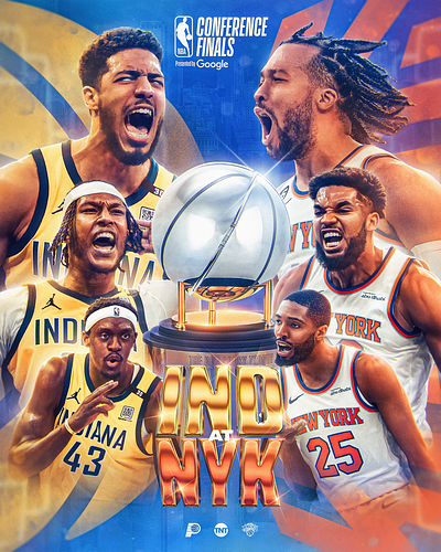 Pacers at Knicks 2024-25 NBA Conference Finals basketball conference finals design gfx graphic design knicks nba pacers playoffs sports sports design