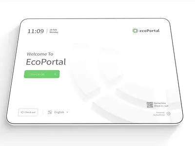 EcoPortal – Visitor Management System Design 3d animation branding clean components design design system figma graphic design ipad motion graphics onboarding saas spline tablet ui user experience user flow ux web