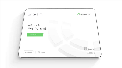 EcoPortal – Visitor Management System Design 3d animation branding clean components design design system figma graphic design ipad motion graphics onboarding saas spline tablet ui user experience user flow ux web