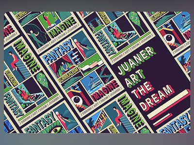 Surreal Pop Poster Collage abstract layout artistic dreamscape conceptual artwork creative mashup digital graphics dream sequence editorial layout fantasy graphic typography modern surrealism pop collage poster series retro design story panels surreal poster typographic art visual fantasy visual imagination