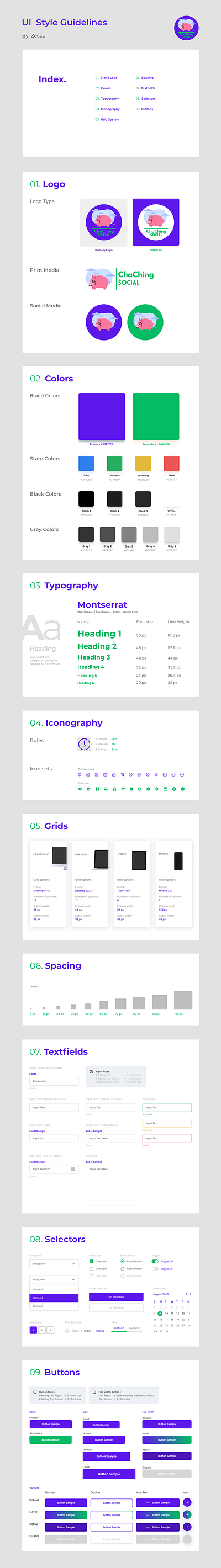 UI guidelines - ChaChing Social 3d app design design system graphic design illustration ui ui guidelines ux vector webdesign