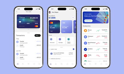 Banking Application with crypto exchange app bank crypto exchange ui