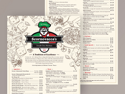 Scornovacca’s Restaurant Menu branding graphic design menu print restaurant
