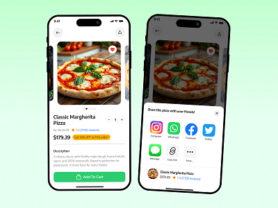 Social Share UI Design | DailyUI – Day 010 app design dailyui dailyui challenge fast food aap figma design food app design food app ui mobile app product design product page share button social share social share ui ui ui design uiux user interface user interface design ux ux design