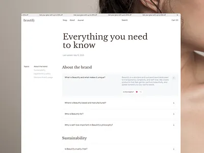 Beautify - Beauty [FAQ Page] beauty clean faq faq page frequently asked question graphic design minimalist modern skincare skincare landing page ui ux web web design website