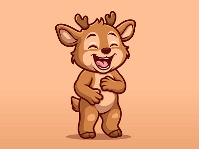 Laughing Deer – Cute Cartoon Animal Character animal branding cartoon character children deer design funny graphic design illustration kids laugh logo mascot smile ui wild