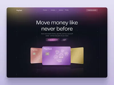 Payfast - Smart Finance Service Landing Page UI b2b design digital banking digital finance financial services financial tech fintech fintech ui landing page modern ui money management personal finance smart banking startup design ui ui design ux design wealth tech web design