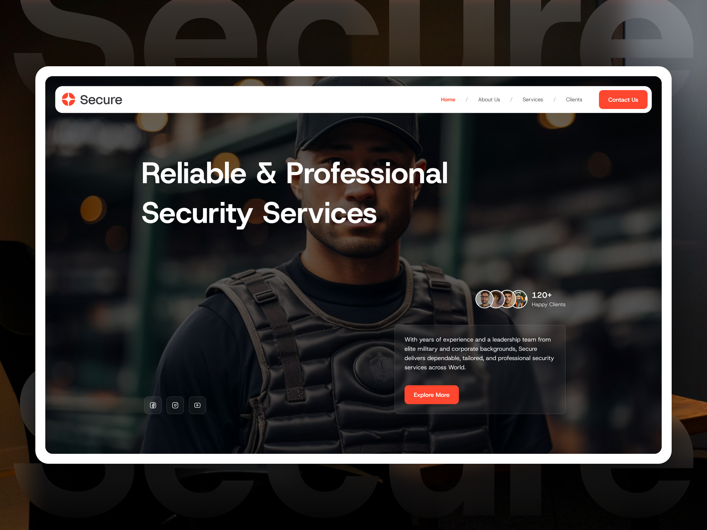 Example of Security Service Website Landing Page