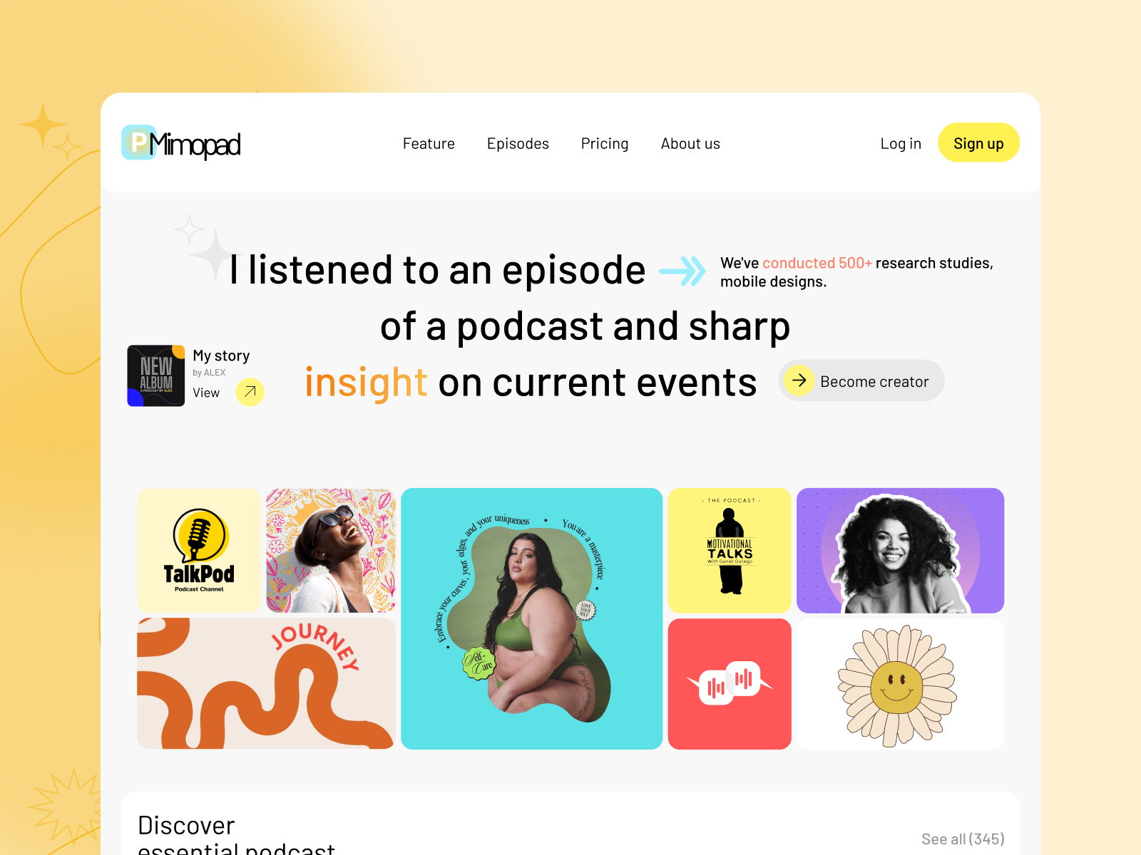 Podcast app design illustration podcast product desigin typography ui uiux userexperiance userinterface ux vector