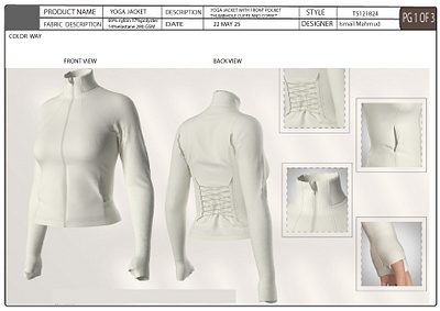 YOGA JACKET activewear clothing tech pack design graphic design sketch yoga jacket